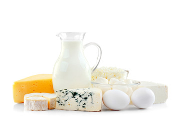 Fresh dairy products on table