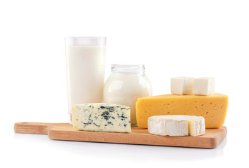 Fresh dairy products on table