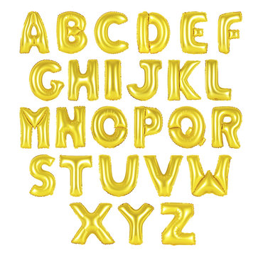 English alphabet golden color