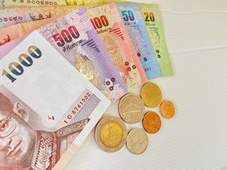 Thai baht money white background