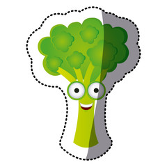 green kawaii happy broccoli icon, vector illustraction design