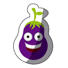 purple kawaii happy eggplant icon, vector illustraction design