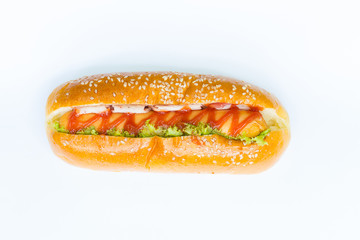 Hotdog on white background