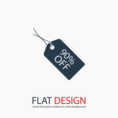 90% tag icon, vector illustration. Flat design style 