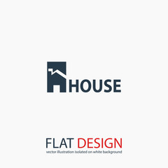 House icon. Sample text, vector illustration. Flat design style 