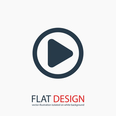 Play button web icon, vector illustration. Flat design style 