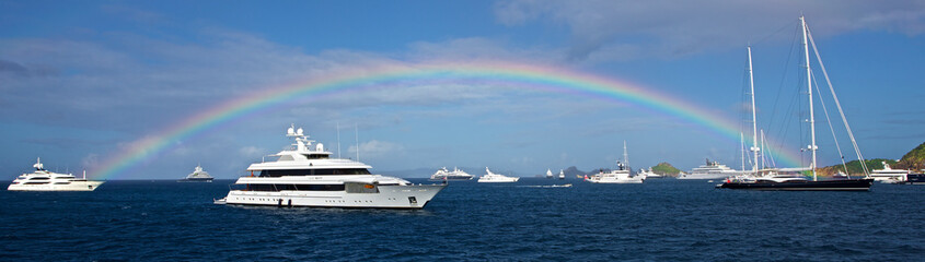 Fototapeta na wymiar rainbow of the yachts in St Barth