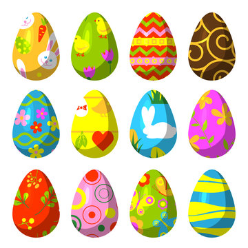 Easter eggs painted with pattern vector illustration.