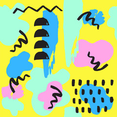 Universal memphis seamless pattern endless abstract fills style and surface textures colorful geometric ornament background vector illustration.