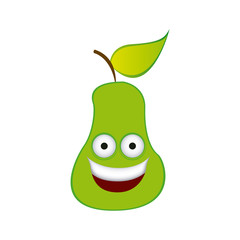 color kawaii fruit pear happy icon, vector illustration