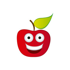 color red kawaii fruit apple happy icon, vector illustration design