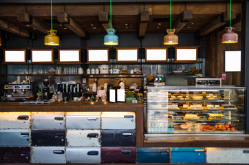 wooden coffee counter