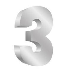 silver number three icon, vector illustraction design image