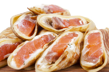 Pancakes with red fish