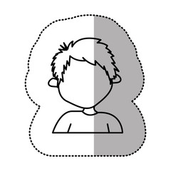 contour sticker boy icon, vector illustraction design image