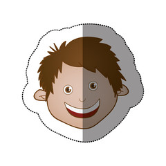 color sticker face boy icon, vector illustraction design image