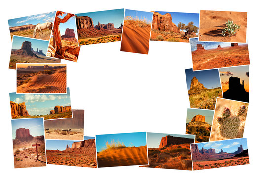 Collage pictures of Monument Valley, Arizona, USA