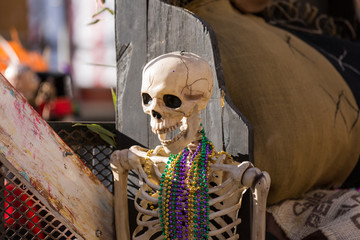 Skeleton On A Mardi Gras Parade Float