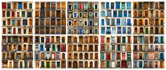 Collage of European doors