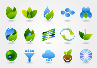 A variety of eco-energy-related icons