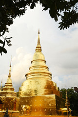 Fototapeta premium Group of Chedi, Stupa at Wat Phra Singh, Thailand.