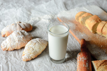 still life of milk and biscuits