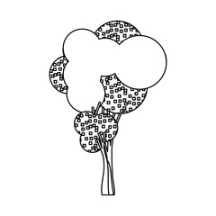 silhouette little leafy tree with pixels square vector illustration