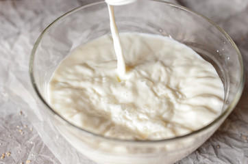 Milk poured into the vessel.