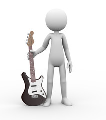 3d man with electric guitar