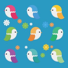 cute birds simple vector characters