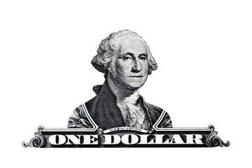 US president George Washington portrait on the one dollar united states money.