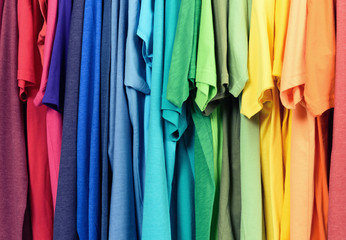 Colourful clothes hanging abstract texture background