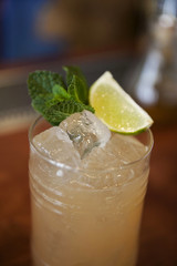 cocktail with lime and mint