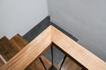Wooden stairs corner.