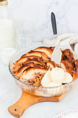 Walnut Bread and Butter Pudding