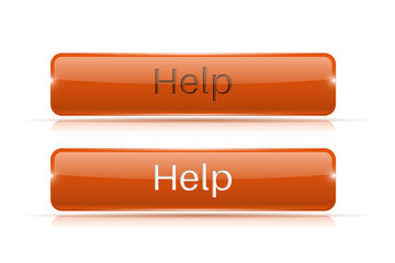 Help button. Orange 3d icon. Normal and active