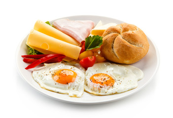 Breakfast - fried egg, ham, and cheese 