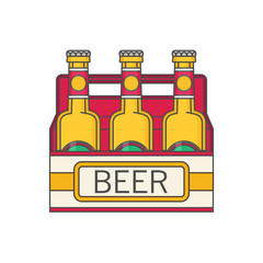 Pack of beer bottles flat style icon. Vector illustration.