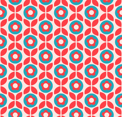 seamless retro pattern with flowers and leaves