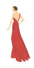 Fototapeta na wymiar woman in red dress on white background 02
