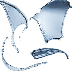 Fototapeta na wymiar Set of water splashes abstract form isolated on a white background.