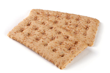 two grain crispbreads isolated on white background