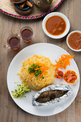 Chicken madhbi or madbi traditional arabic food