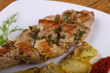 Baked pork with potato