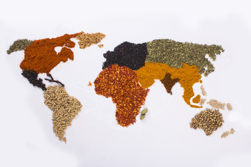 World Map with Spices