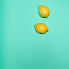 Lemons on blue background