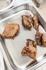 Beef meat on tray