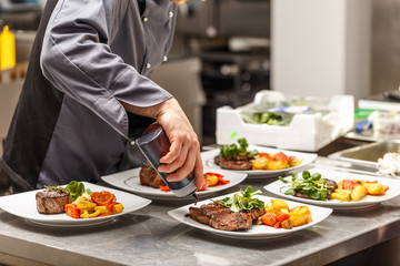 Chef finishing his plate