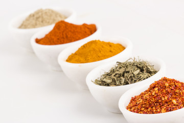 Various Spices in Bowls