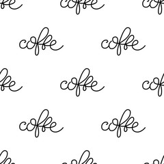 Vecktor pattern consisting of lettering, hand-written and circled phrases coffe